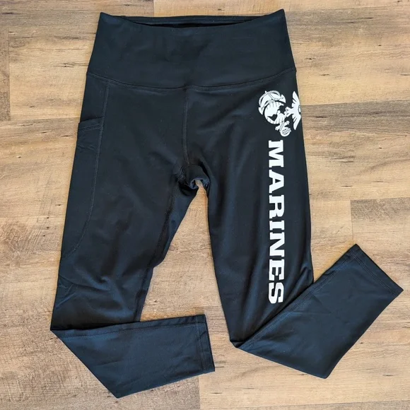 Marine Corps USMC Marines Black Leggings
